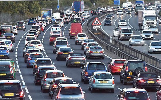 Traffic Jam, Road, Transportation