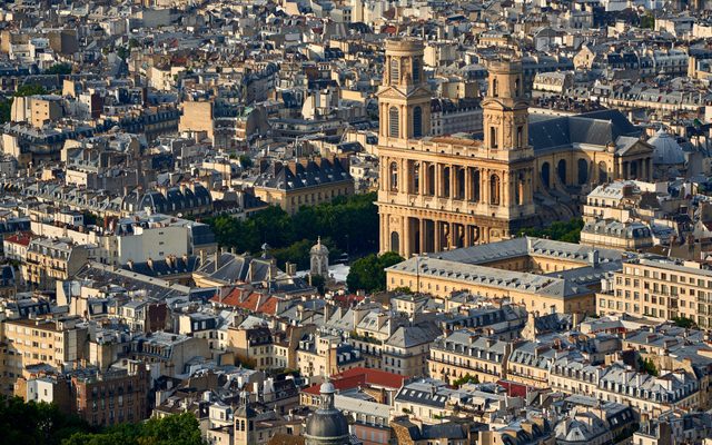 Aerial view on Saint-Sulpice Church, Paris 6th