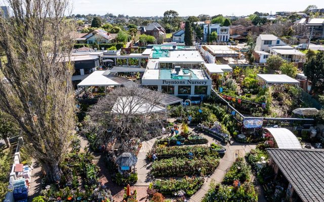 Aerial view of Poyntons Nursery in Aberfeldie